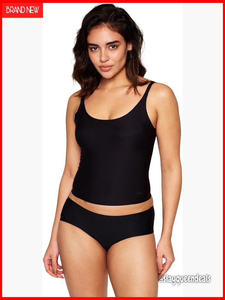 Cropped Tank Top With Built-In Bra Scoop Neck Lightweight Nylon Spandex